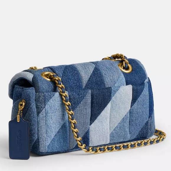 Coach Tabby Denim Shoulder Bag 20 Patchwork Quilting - Picture 3 of 12